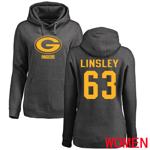 Green Bay Packers Ash Women #63 Linsley Corey One Color Nike NFL Pullover Hoodie Sweatshirts